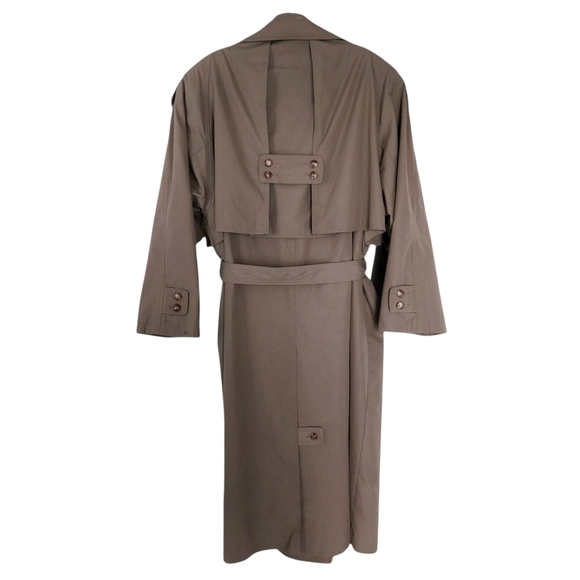 Vintage 1990s Light Brown Trench Coat – Women’s 16 Wool-Lined Classic Academia - Picture 6 of 12